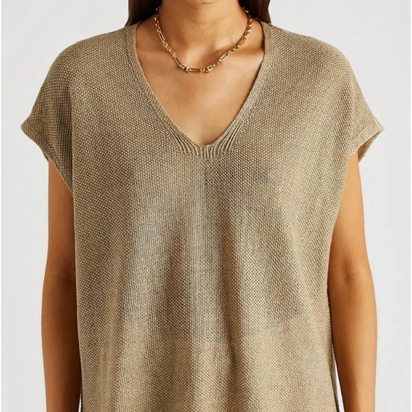 EILEEN FISHER Textured-Knit Linen Tunic Top - Picture 2 of 7